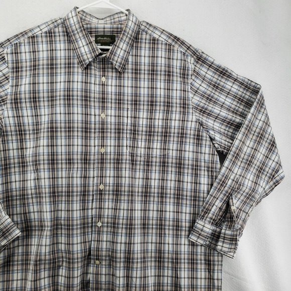 EDDIE BAUER Shirt Men's Long Sleeve Casual Button Up Collared Plaid Brown 2XL - Picture 5 of 12